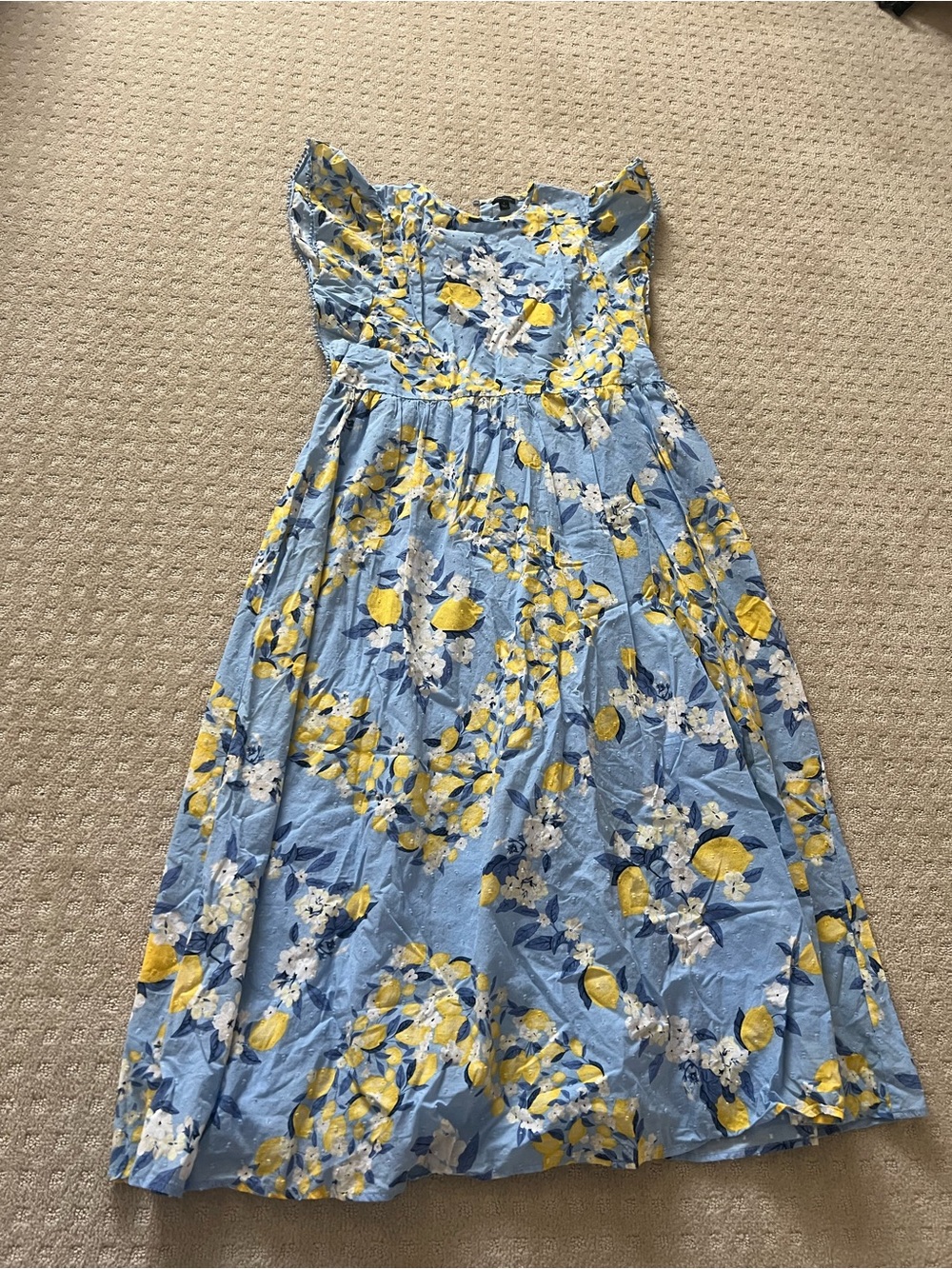 Ann Taylor Light Blue & Yellow Floral Maxi Dress
